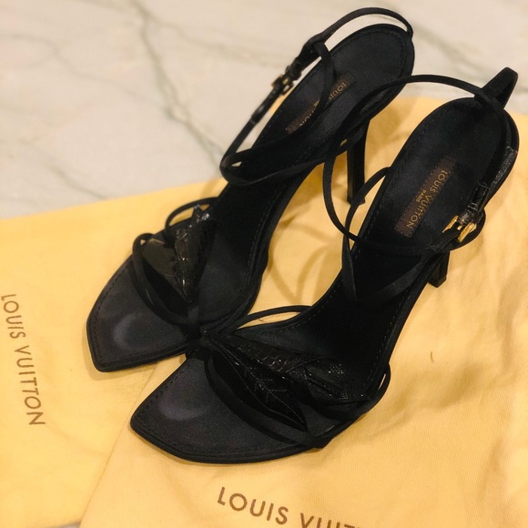 Authentic Louis Vuitton Black Strappy Sandals - Picture 1 of 6